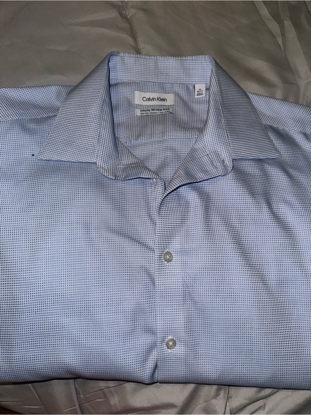 Calvin Klein Men's Light Blue Micro-Check Dress Shirt